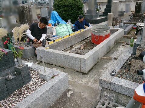 本巣市で墓石リフォーム工事 外柵設置
