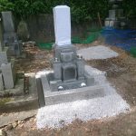 大垣市 呑龍さんで新しい墓石の建立工事