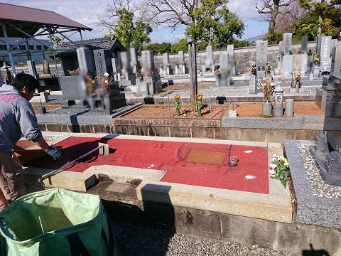 大垣市 興福地町墓地で墓石リフォーム工事、解体工事