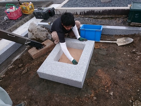 大垣市 昼飯霊苑で墓石リフォーム、墓石建立工事