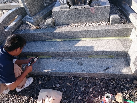 本巣市 加茂墓地で追加彫刻工事
