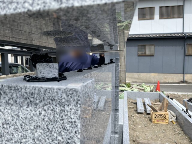 桑名市佛眼院 永代供養墓工事 ㊲霊標・土台石設置