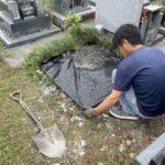 大垣市粉糠山　お墓じまい工事　②石積部分解体・整地