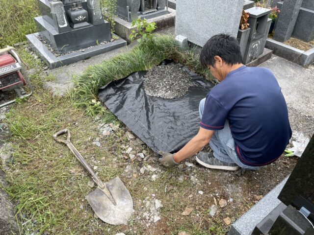 大垣市粉糠山　お墓じまい工事　②石積部分解体・整地